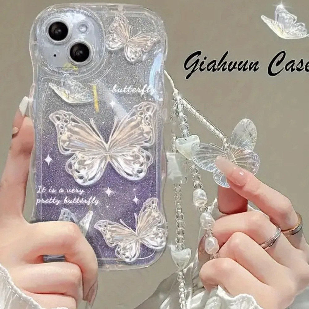 iPhone 15 Butterfly Design Phone Case - Silver - Picture 2 of 3